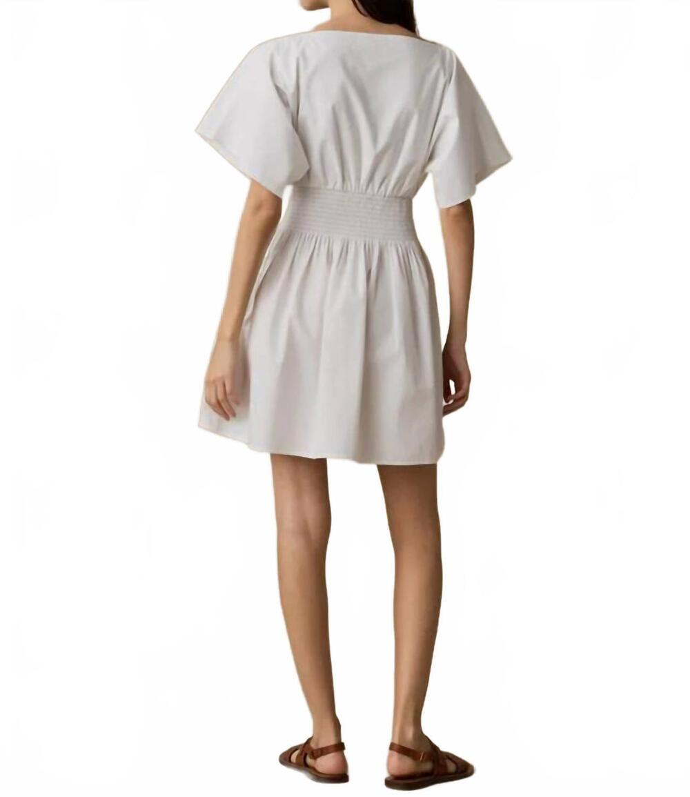 NEW FAHERTY coastal poplin elia mini smock dress in white - Picture 3 of 5
